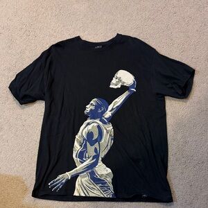 Black Men's T-Shirt with Blue and White Graphic